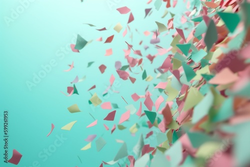 blue event flying celebration festive background confetti colorful party birthday carnival. Generative AI.