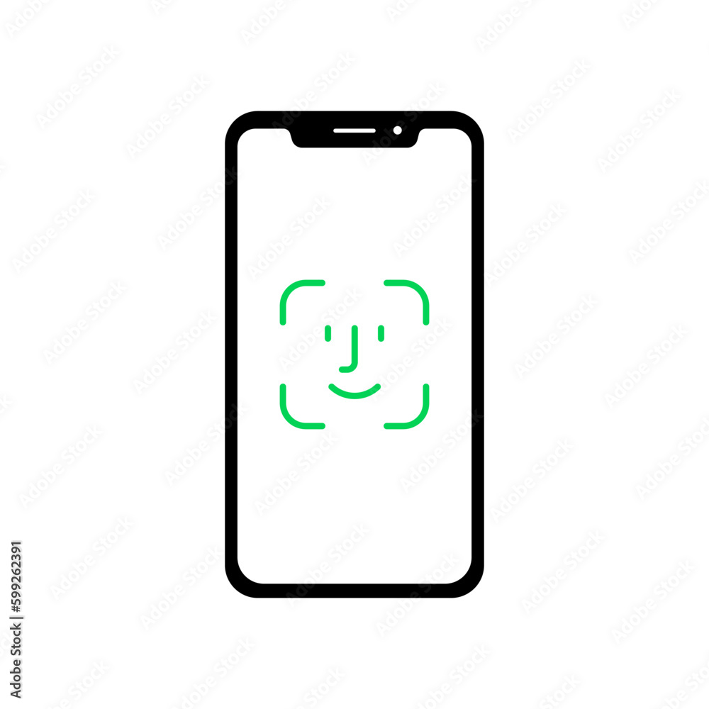 Face id on mobile device. Vector illustration Face id on mobile device. Vector illustration