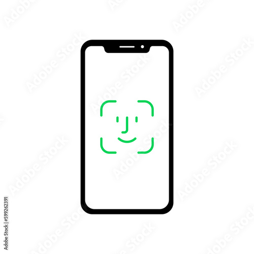 Face id on mobile device. Vector illustration