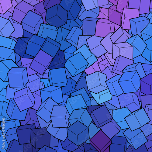 Abstract geometric background. Screensaver template. Blue cubes. eps 10