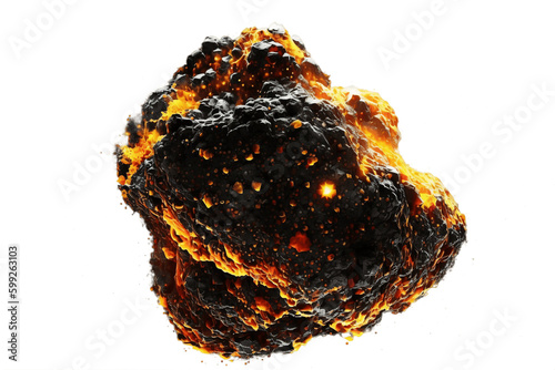 Isolated Fire Asteroid on Transparent Background  Generative Ai