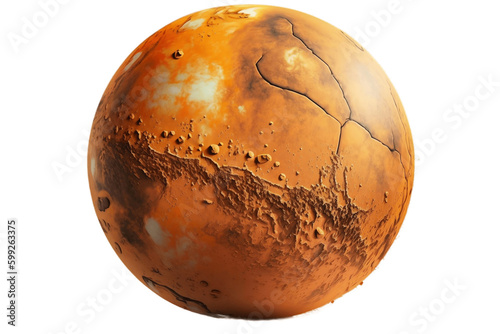 Isolated Illustration of Mars Planet on a Transparent Background, Generative Ai