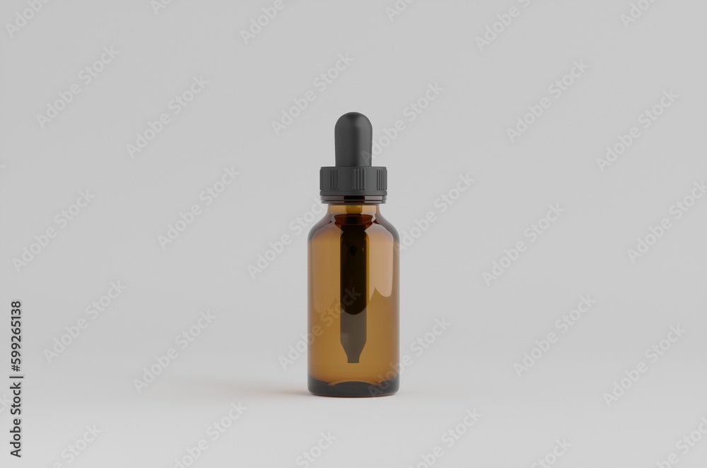 Dropper Bottle Brown Amber Mockup 3D Illustration Dropper Bottle Brown Amber Mockup 3D Illustration