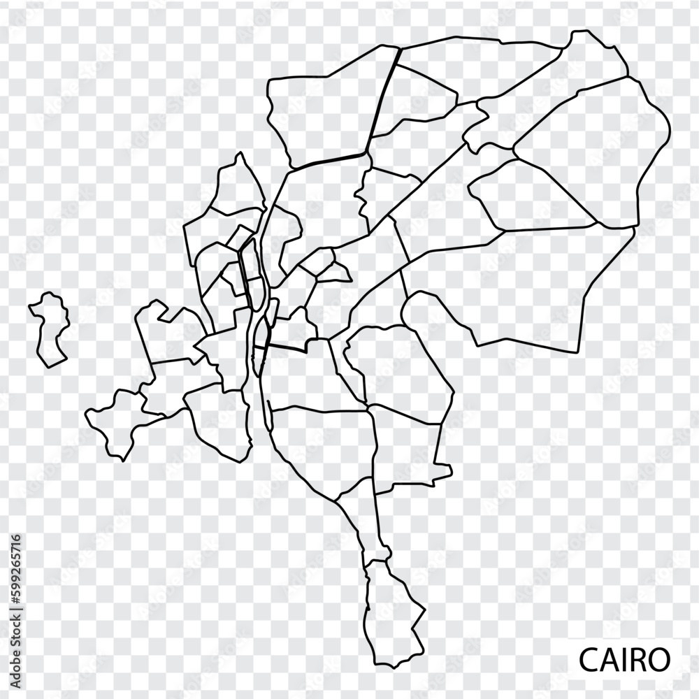 High Quality map of Cairo is a capital Egypt, with borders of the ...