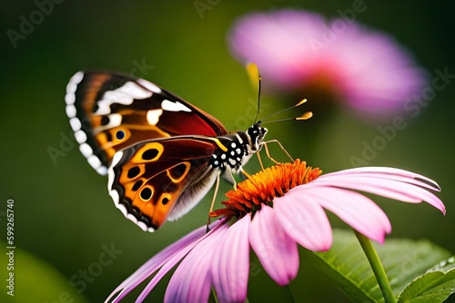 butterfly on pink flower