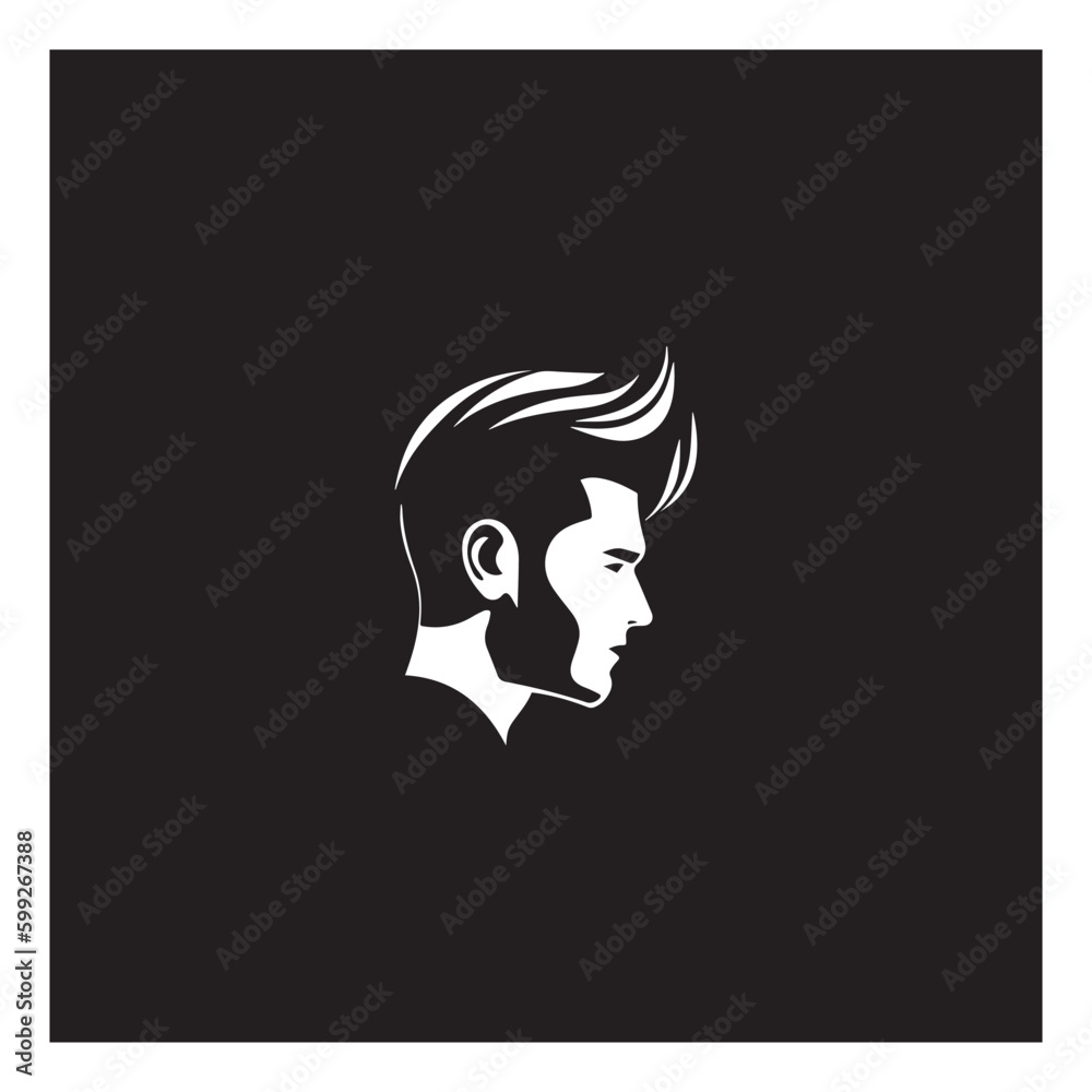 man hairstyle logo design vector graphic symbol element 