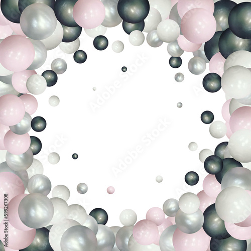 Banner with realistic colorfull balls, arranged according to the colors of the rainbow and letters vitamins. Abstract background. Vector illustration. eps 10