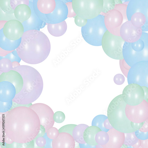 Pearl photo frame. Colored balls. Decor element. eps 10