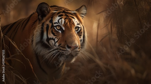 Bengal Tiger Majesty: Stunning Shot! AI Generated Generative AI