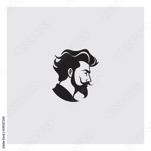 man hairstyle logo design vector graphic symbol element 