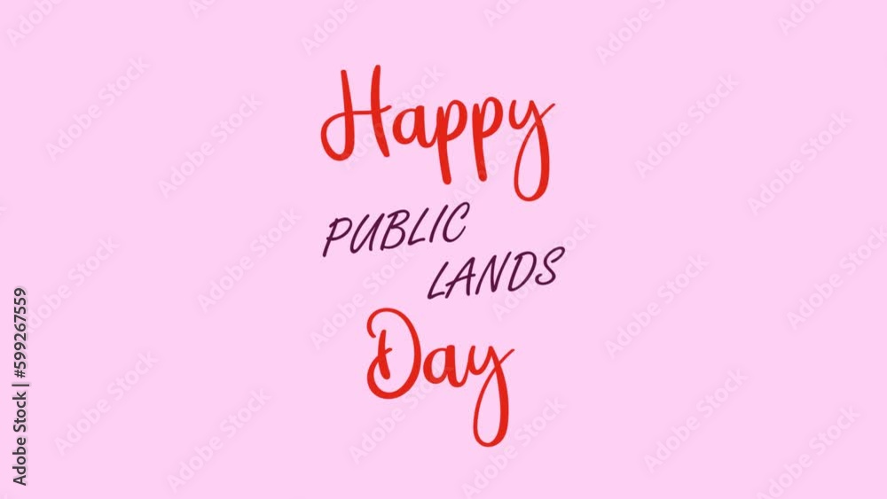 Happy Public Lands Day Animated Text. 4k Video Greeting Card. Gift Card. Happy Public Lands Day Animated Text. 4k Video Greeting Card. Gift Card.