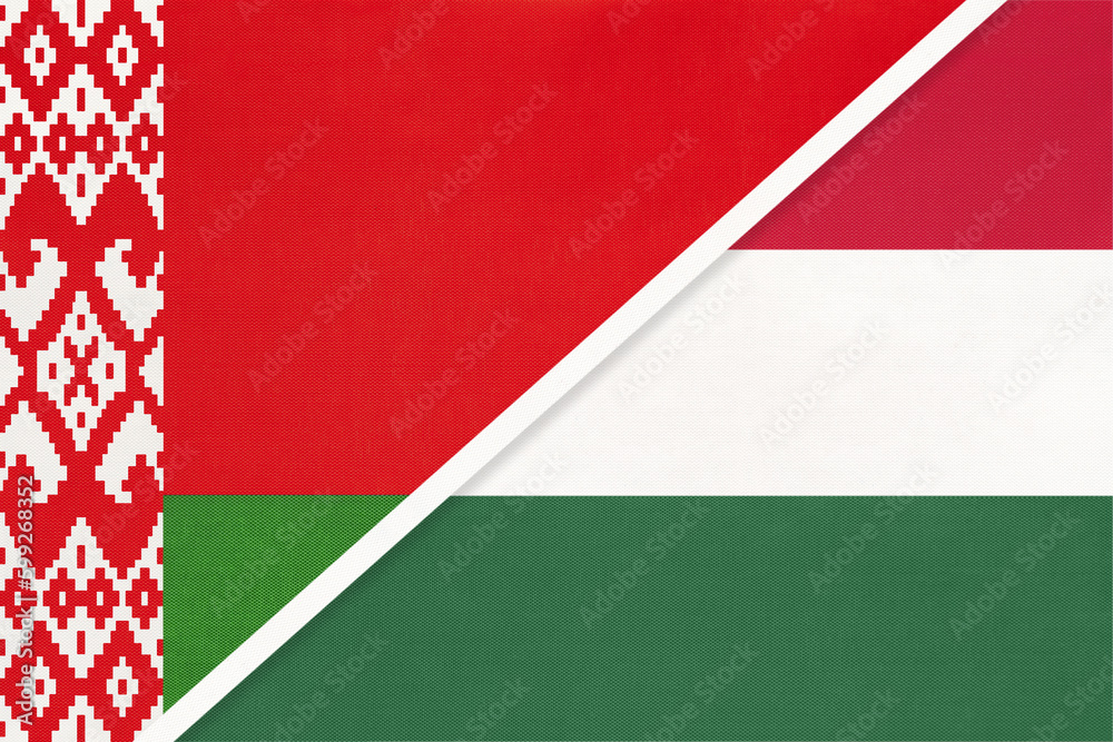 Belarus and Hungary, symbol of country. Belarusian vs Hungarian national flags