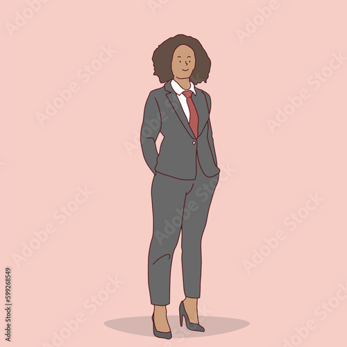 Line art. variety of businessmen in suits. with a sense of confidence success group team leadership employment employee hand drawn illustration vector simple