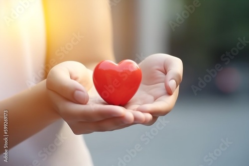 woman love red hold closeup donor hand cardiogram care valentine health. Generative AI.