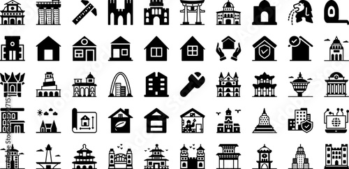 Architect Icon Set Isolated Silhouette Solid Icons With Vector, Design, Project, Icon, Architect, Construction, Engineering Infographic Simple Vector Illustration