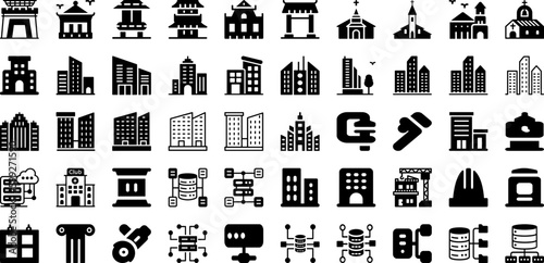 Architecture Icon Set Isolated Silhouette Solid Icons With Construction, Icon, Design, Architecture, Vector, Symbol, Sign Infographic Simple Vector Illustration