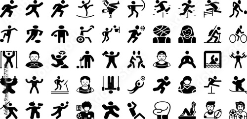 Athlete Icon Set Isolated Silhouette Solid Icons With Line, Athlete, Vector, Symbol, Sport, Icon, Set Infographic Simple Vector Illustration
