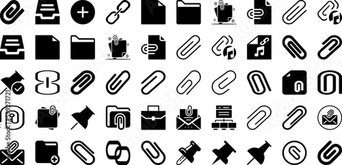 Attach Icon Set Isolated Silhouette Solid Icons With Web, Attach, Illustration, Icon, Vector, Symbol, Sign Infographic Simple Vector Illustration