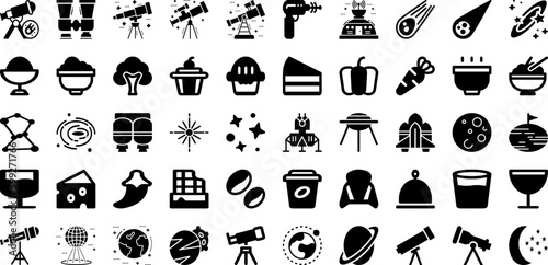 Astronomy Icon Set Isolated Silhouette Solid Icons With Symbol  Illustration  Astronomy  Icon  Space  Set  Vector Infographic Simple Vector Illustration