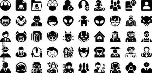 Avatar Icon Set Isolated Silhouette Solid Icons With Icon, Avatar, Person, People, Vector, Business, Illustration Infographic Simple Vector Illustration