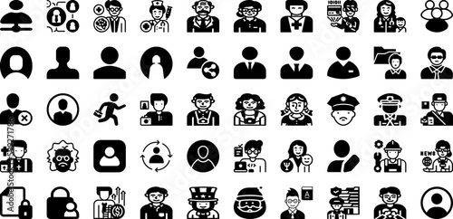 Avatar Icon Set Isolated Silhouette Solid Icons With Vector, Avatar, Illustration, Icon, People, Person, Business Infographic Simple Vector Illustration