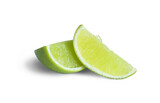 isolated lime slices with shade. Close-up
