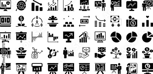 Business Icon Set Isolated Silhouette Solid Icons With Line, Icon, Set, Web, Vector, Business, Symbol Infographic Simple Vector Illustration