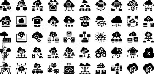 Computing Icon Set Isolated Silhouette Solid Icons With Computer, Internet, Pc, Laptop, Icon, Screen, Vector Infographic Simple Vector Illustration © Arju