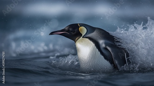 Vivid Penguin Portrait  Arctic Wildlife AI Generated