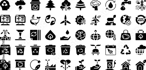 Ecology Icon Set Isolated Silhouette Solid Icons With Energy, Symbol, Ecology, Icon, Eco, Line, Set Infographic Simple Vector Illustration