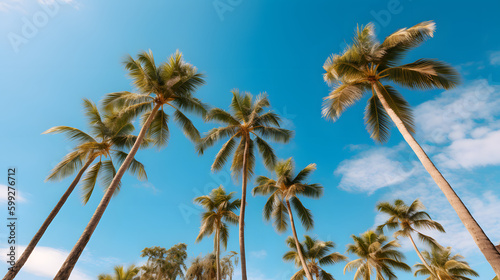 Palm Trees Grace the Beach  Creating a Paradise of Sun  Sand  and Serenity