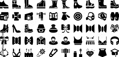 Fashion Icon Set Isolated Silhouette Solid Icons With Symbol, Vector, Outline, Fashion, Icon, Collection, Set Infographic Simple Vector Illustration