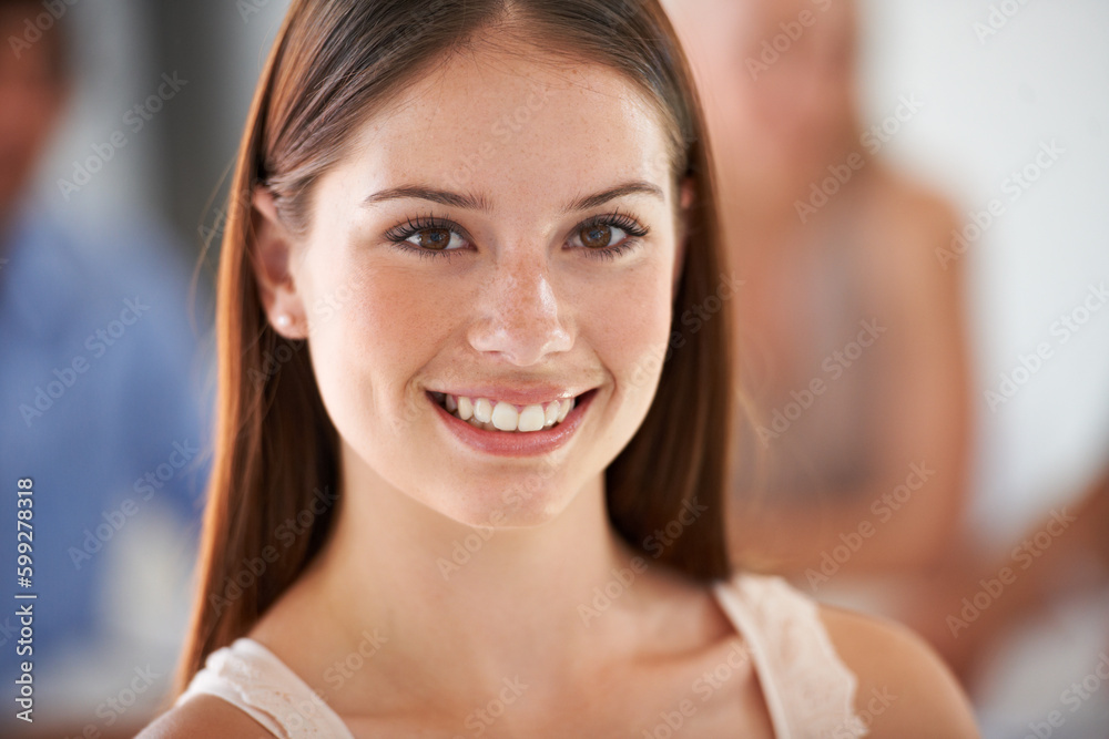 Her ideas are always cutting edge. Portrait of a beautiful smiling business woman. Her ideas are always cutting edge. Portrait of a beautiful smiling business woman.