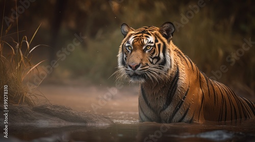 Bengal Tiger Majesty: Stunning Shot! AI Generated