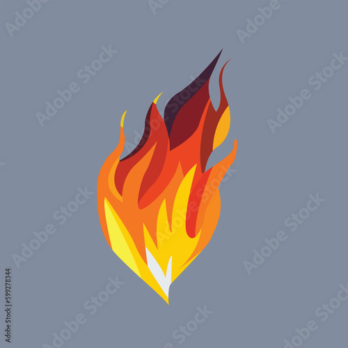 A flame is shown in a blue background.
