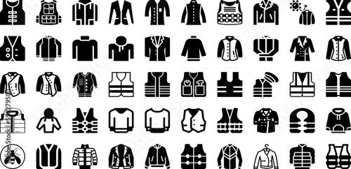 Jacket Icon Set Isolated Silhouette Solid Icons With Clothes, Fashion, Vector, Coat, Set, Jacket, Icon Infographic Simple Vector Illustration