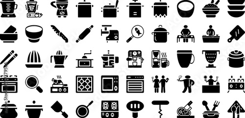 Kitchenware Icon Set Isolated Silhouette Solid Icons With Cooking, Cook, Kitchen, Symbol, Kitchenware, Vector, Icon Infographic Simple Vector Illustration