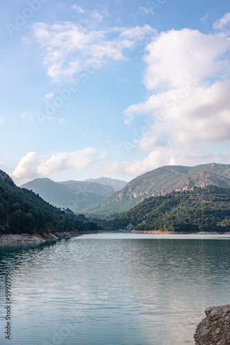 Lake and mountains Guadalest, Spain