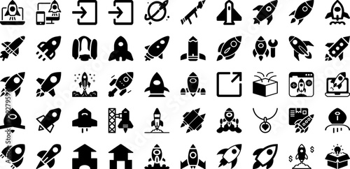 Launch Icon Set Isolated Silhouette Solid Icons With Launch  Vector  Idea  Rocket  Icon  Symbol  Business Infographic Simple Vector Illustration