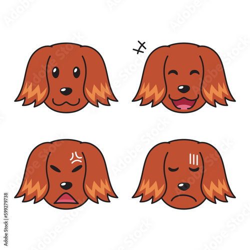 Set of character irish setter dog faces showing different emotions for design.