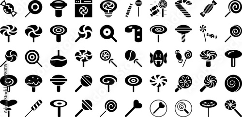 Lollipop Icon Set Isolated Silhouette Solid Icons With Sweet, Isolated, Food, Candy, Icon, Vector, Lollipop Infographic Simple Vector Illustration