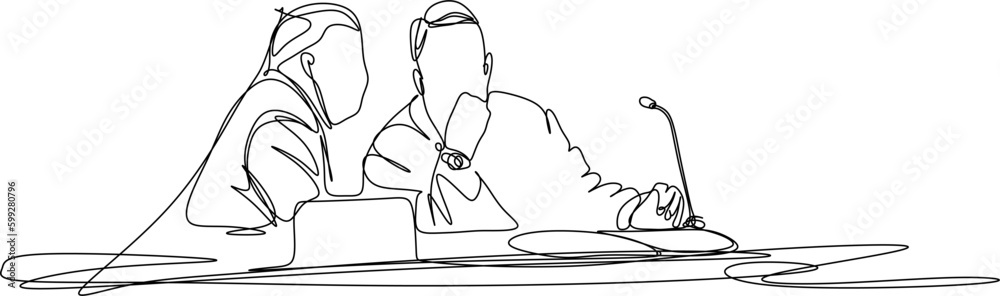 One line art. continuous line art, the Senate in the meeting room