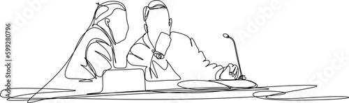 One line art. continuous line art, the Senate in the meeting room