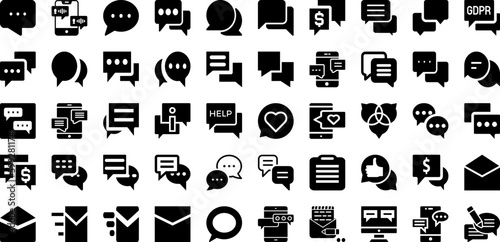Messages Icon Set Isolated Silhouette Solid Icons With Vector  Symbol  Web  Illustration  Internet  Icon  Message Infographic Simple Vector Illustration