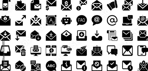 Message Icon Set Isolated Silhouette Solid Icons With Sign, Symbol, Icon, Web, Vector, Message, Illustration Infographic Simple Vector Illustration