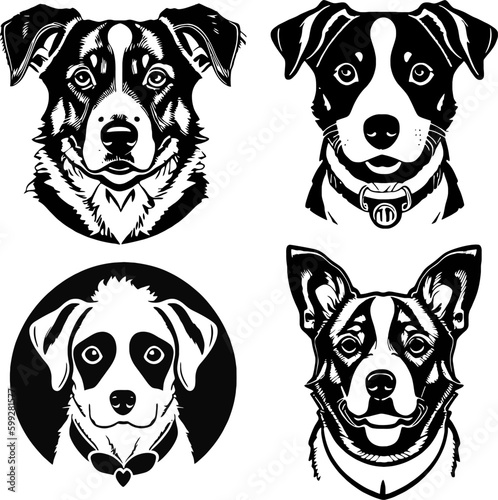 portraits of cute dogs vector logo stencil