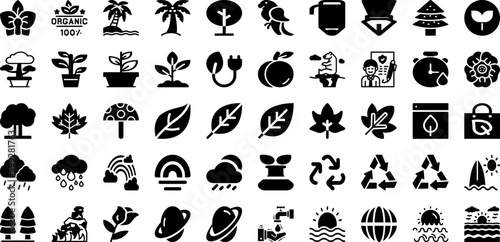 Nature Icon Set Isolated Silhouette Solid Icons With Vector  Symbol  Nature  Icon  Ecology  Eco  Green Infographic Simple Vector Illustration