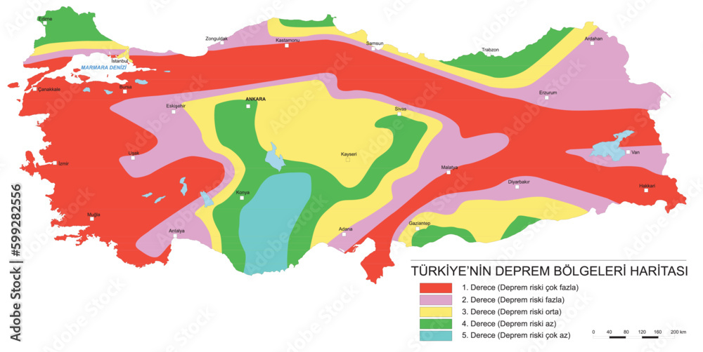 Anatolian Plate tectonics map. Most of the country of Turkey is located