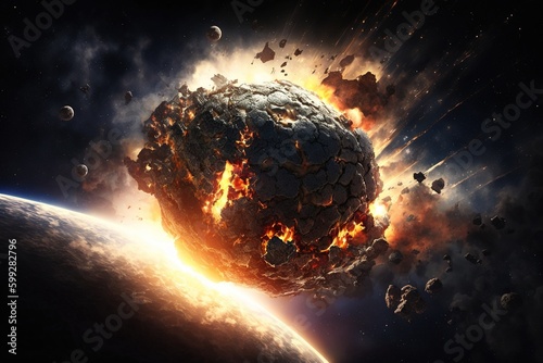 Wallpaper Mural Asteroid impact, end of world, judgment Asteroid impact, end of world, judgment