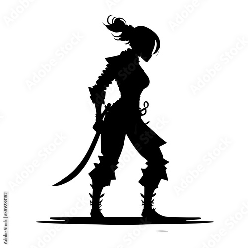 Vector logo with the image of a girl ninja in full body
